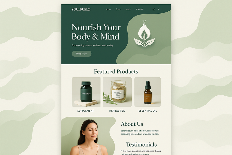 Updated homepage design for SOULFUELZ with health focus